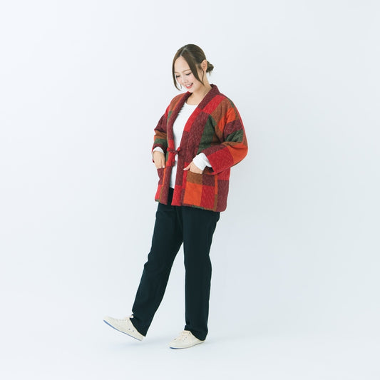 半纏［枇杷袢天 shortsized］全2色 混紡わた ショート67cm丈 ※小さめサイズ(胸囲124cm)