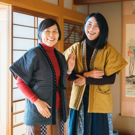 半袖袢纏 [なでしこやっこ] 全4色 混綿わた／フィット型 身丈74cm【WEEKLY HANTEN SHOW ! 掲載商品】